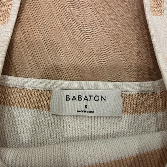 Babaton Women Mini Bodycon Tank Dress Size S Striped Square Neck Sleeveless - Picture 6 of 13